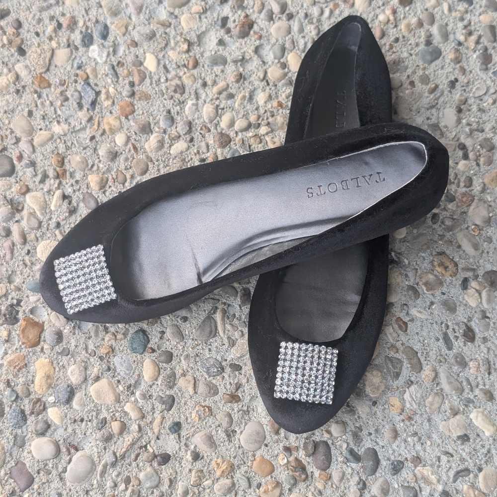 Talbots Black Flats with Rhinestone Accent - Picture 5 of 6